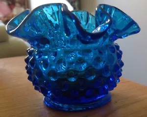 VASO PIANO COTTURA VINTAGE MARCATO FENTON BLU ELETTRICO ARTGLASS PRE ANNI 70 da collezione - Foto 1 di 3