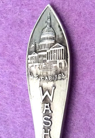 United States Capitol Dome Washington DC Sterling Silver Souvenir Spoon Cover