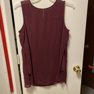 Blusa de gasa sin mangas Roz&Ali dobladillo en capas tachonado púrpura talla mediana - Imagen 1 de 14