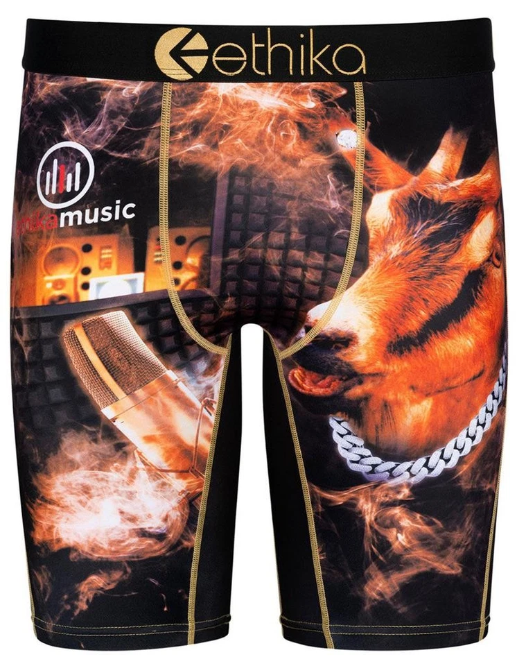 Ethika the Staple Music Microphone Goat Flow Silver Chain Long Boxer Men's M NIP - Image 1 of 1