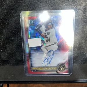 Felix Valerio 2022 Bowman 1st AUTOGRAPH red raywave /5 - Picture 1 of 2