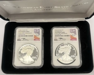 2016 & 1986 Silver Eagle NGC PF69 Ultra Cameo Signed Mercanti - Picture 1 of 6