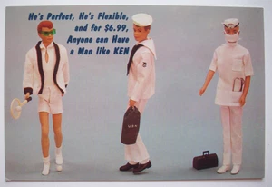 Barbie Nostalgische Postkarte Zeit für Tennis Matrose Dr. Ken - Bild 1 von 2