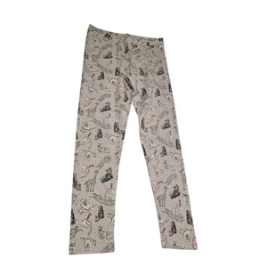 Gepunktetes Zebra Mädchen Freizeit Zoo Tiere bedruckt grau Leggings Größe Large (10) - Bild 1 von 9