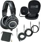 Audio-Technica ATH-M50x Professional Studio Monitor Headphones+Black Case Bundle