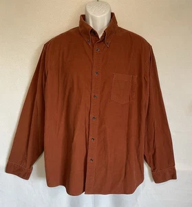 Lands Ends Shirt Mens Extra Large Corduroy Rust Brown Outdoors Chore 17-17.5 - Picture 1 of 7