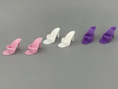 Zapatos Barbie vintage de tacón de mula rosa con punta abierta Taiwán 2 pares Foto 1 de 4