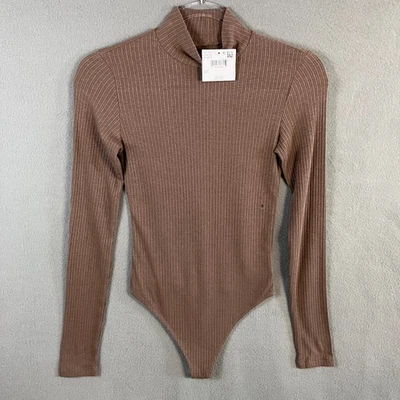 Body para mujer American Eagle Outfitters acanalado cuello falso talla S marrón nuevo con etiquetas Foto 1 de 4
