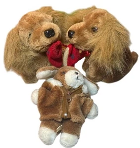 Vintage Dog Plush Lot -Avon Puppy Dog Zipper Jacket 5โ + 2 Isotoner Dogs 1980s - Picture 1 of 9