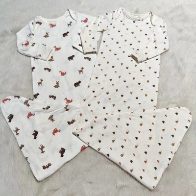 Starting Out Newborn Baby Boy Girl Sleeper Gowns  2 PC Set Deer bear - Image 1 of 2