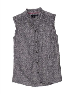 TOMMY HILFIGER Girls Sleeveless Shirt Dress 9-10 Years Blue Spotted Silk AM08 - Picture 1 of 3