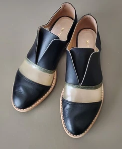 All Black Footwear Soft Cut Out Oxfords Black Leather Size 38 (7-1/2 US) - Picture 1 of 8