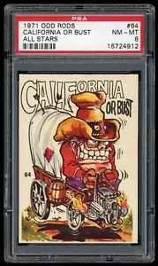 1971 Donruss Odd Rods Sticker #64 California Or Bust All Stars Series PSA 8 - Picture 1 of 2