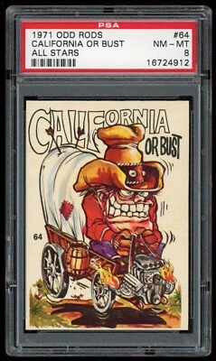 1971 Donruss Odd Rods Sticker #64 California Or Bust All Stars Series PSA 8 - Image 1 of 2