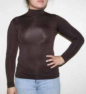 Women Seamless Stretch Long Sleeve Mock Neck Turtleneck Blouse Top one size $$ - Picture 1 of 12