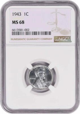 1943 Steel Lincoln Cent MS68 NGC - Image 1 of 4