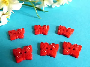 61B/ Lovely Butterfly Red Buttons Set of 6 Buttons Layette Scrapbooking - Picture 1 of 2