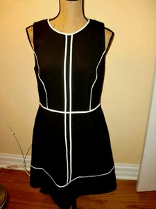 Neu mit Etikett ~ Damen ~ Kate Spade ~ schwarz/weißer Besatz ~ abgesetzt ~ Krepp ~ Stretch ~ Kleid Größe 10 süß - Bild 1 von 10