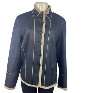 Kristen Blake Womens Black & Tan Button-Up Jacket Size M - Picture 1 of 10