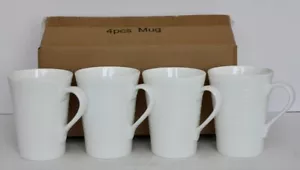 NIB Mikasa Swirl White Bone China Ridged Mug Cup Set of 4 - Picture 1 of 8