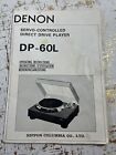 Denon Dp-60L Record Player Audiophile Brochure Manual Ad
