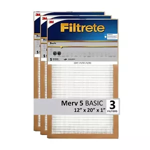 3M Filtrete 12x20x1 Air Filter MERV 5 HVAC AC Furnace Filter Replacement - 3pk - Picture 1 of 4