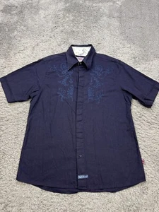 English Laundry Shirt Men Large Blue Linen Christopher Wicks Hand Sewn Promenade - Picture 1 of 12