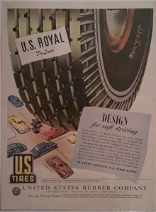 1945 U.S. Royal De Lux Tires Design For Safe Driving   Vintage Magazine Print Ad - Picture 1 of 1