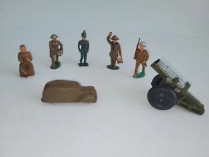 Vintage Lead and Die-Cast Army Toy Lot - Soldiers, Vehicle, Cannon - SEE VIDEO - Picture 1 of 11