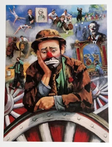 Cartolina pubblicitaria oversize Emmett Kelly Clown Barry Leighton Jones Circus UNP - Foto 1 di 2