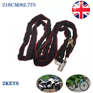 2.1m HEAVY DUTY MOTORCYCLE MOTORBIKE BIKE SECURITY CHAIN LOCK Anti-Theft PADLOCK - Picture 1 of 11