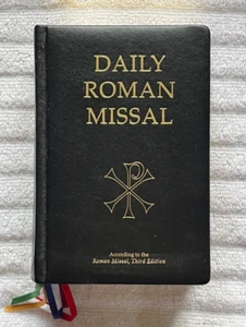 DAILY ROMAN MISSAL 7th Ed. Socias MTF Black GENUINE LEATHER '11 VG w/ 6 Ribbons! - Foto 1 di 12