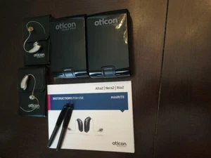 Oticon Alta 2 MiniRite Ric Hearing Aid Pair With Cases & Accessories - Picture 1 of 8