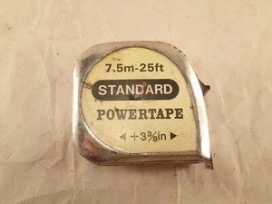 Vintage STANDARD POWERTAPE Measure, Dual Calibration to 7.5 m or 25 ft. x 1"  - Picture 1 of 5