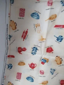 Amy’s Kitchen The Vintage Workshop Red Rooster Fabrics Cotton Fabric 1YX44" - Picture 1 of 8