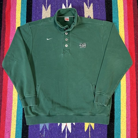 Vintage Marshall University Big Green Nike Team 1/4 Button Jacket Size L Large Cover