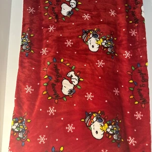 Berkshire Blanket Velvet Soft Red Holiday Snoopy Throw-Christmas Lights - Picture 1 of 5