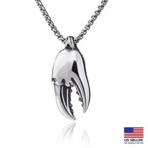 Men Stainless Steel Chain Necklace Retro 3D King Crab Claws Pendant 1443 - Picture 1 of 5