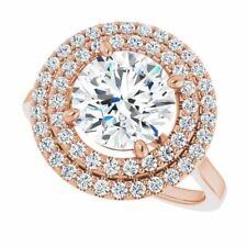 Brilliant Round Moissanite Diamond  Halo Engagement Ring in Sterling Silver