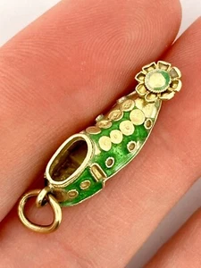 Vintage 18k Gelbgold Mogul maurische Emaille Schuhe Mittelalter Charm Anhänger - Bild 1 von 13