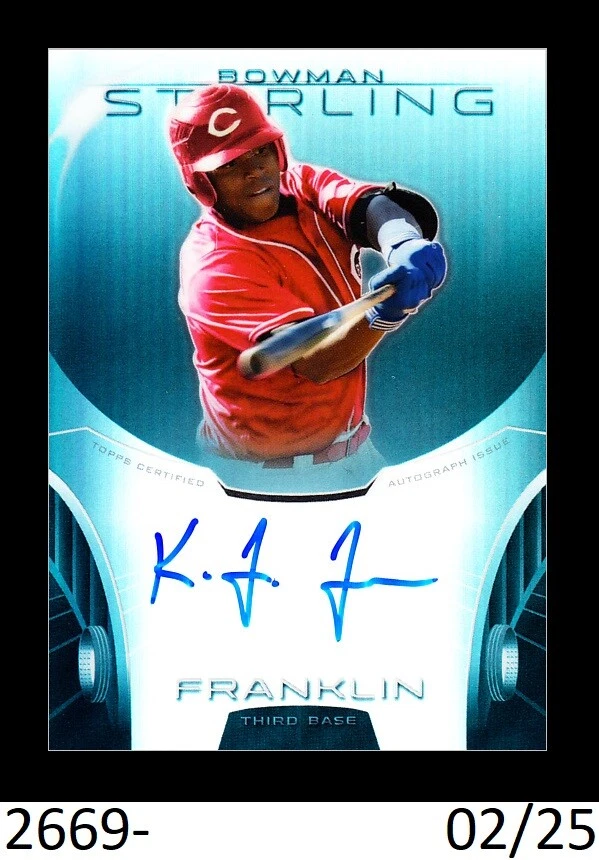 1-2013 BOWMAN STERLING BLUE REFRACTOR AUTO KEVIN FRANKLIN BRAVES 02/25 - Image 1 of 1