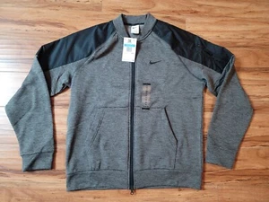 Nike Therma FIT Mens Charcoal Heather Black Training zip Bomber Jacket Medium - Picture 1 of 7