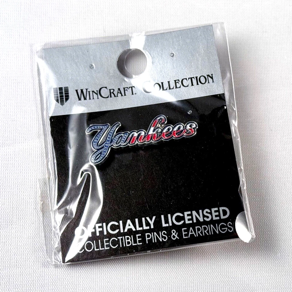 New Sealed! New York Yankees Script Wordmark Stars and Stripes Pin WinCraft - Image 1 of 1