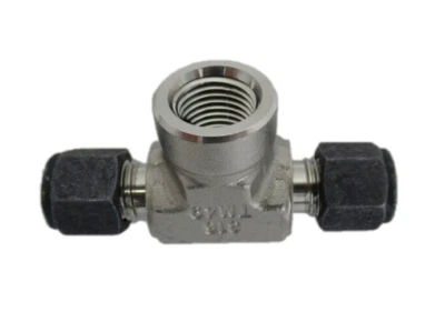 Parker 4-4-4 OBZ-SS CPI Female Branch Tee 316SS, 1/4” single ferrule x 1/4" FNPT - Image 1 of 3