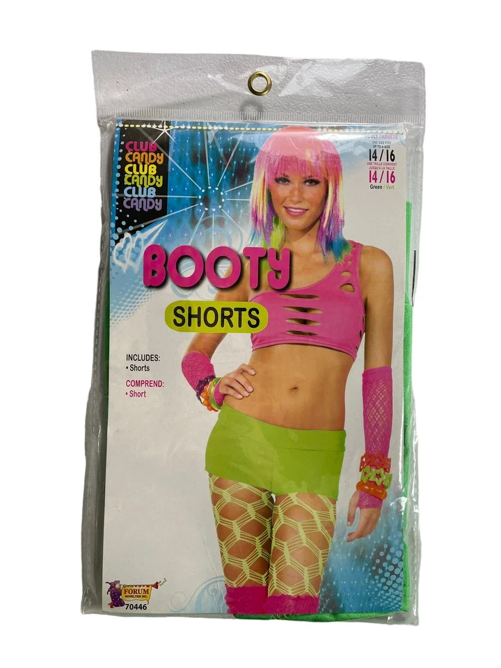 Booty Boy 短裤 Hot Rocker 绿色 1980 年代万圣节成人服装配件新品 — 第 1/4 张图片