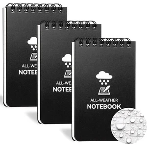 3 Pack Waterproof Pocket Notebooks 3x5 Mini Spiral Notepads 100 Pages - Picture 1 of 7