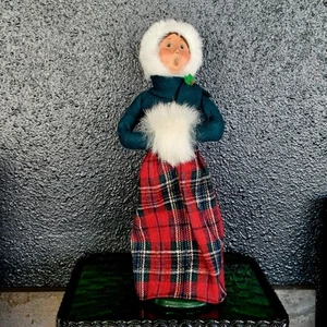 Byers Choice for Talbots - The Carolers 1997 Woman Plaid Skirt Fur Muffler Vtg - Picture 1 of 9