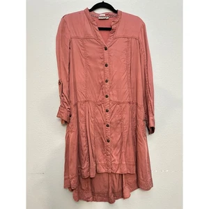 Holding Horses Rose Pink Button Up High Low Tunic Dress Size 4 - Picture 1 of 5