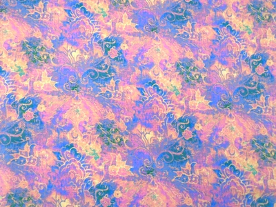 Premium Quilt Backs Pink Blue Yellow Green Ornate Marcus Cotton Fabric 52Wx51L - Image 1 of 3