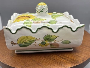 Italien Italien Vintage Ugo Zaccagnini Kunstkeramik Deckeldose Sonnenblumen 77 LESEN - Bild 1 von 24